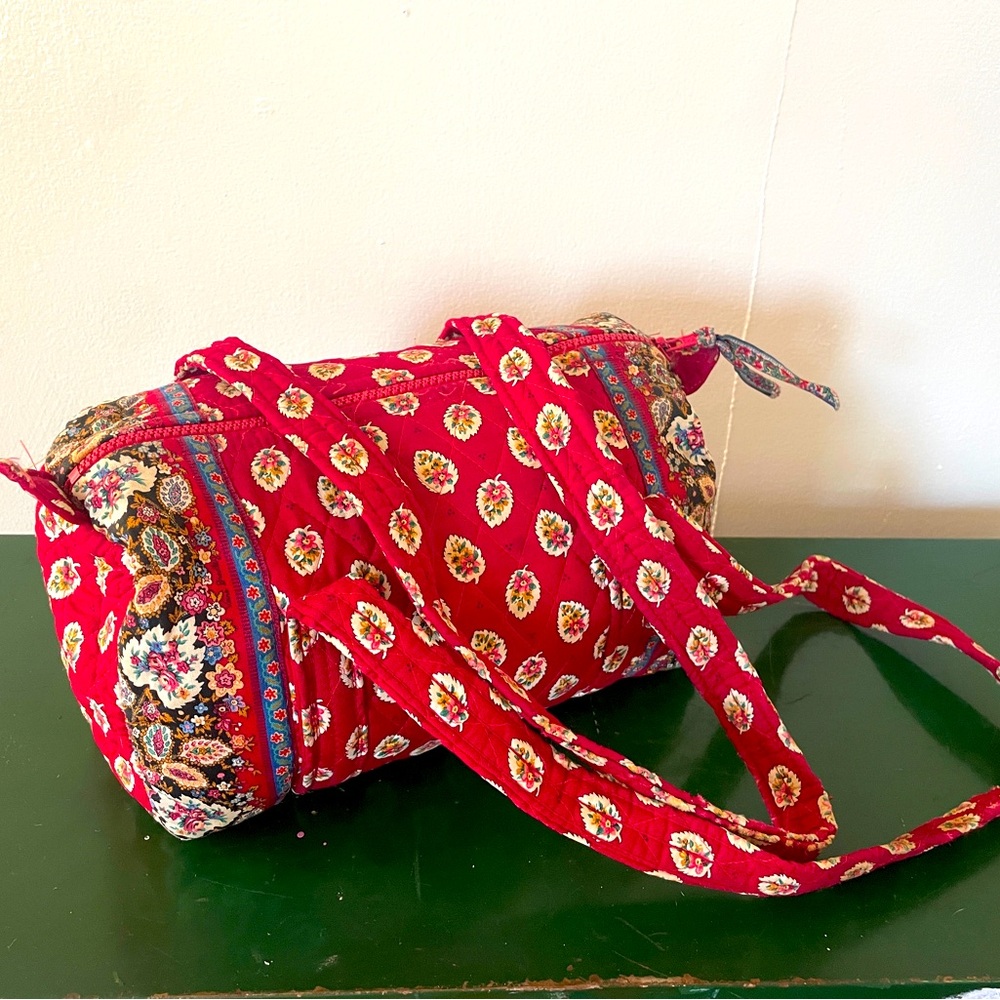Vintage Vera Bradley Red Leaf Signature Mini Duffel Bag